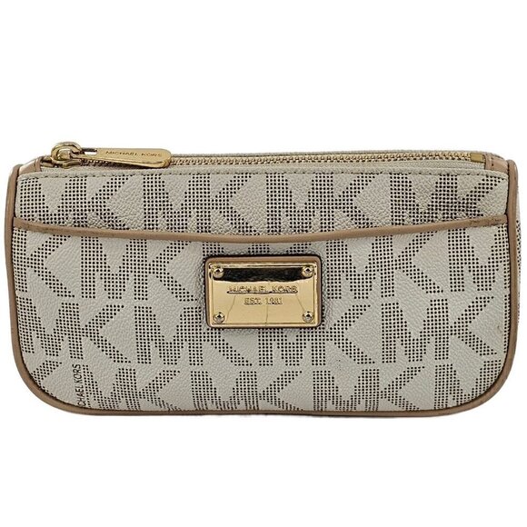 Michael Kors Handbags - MICHAEL KORS Jet Set Logo MK Clutch Credit Card Pouchette Gold Logo Hardware